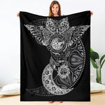 Spiritual Owl With Sun And Moon Print Blanket