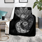 Spiritual Owl With Sun And Moon Print Blanket