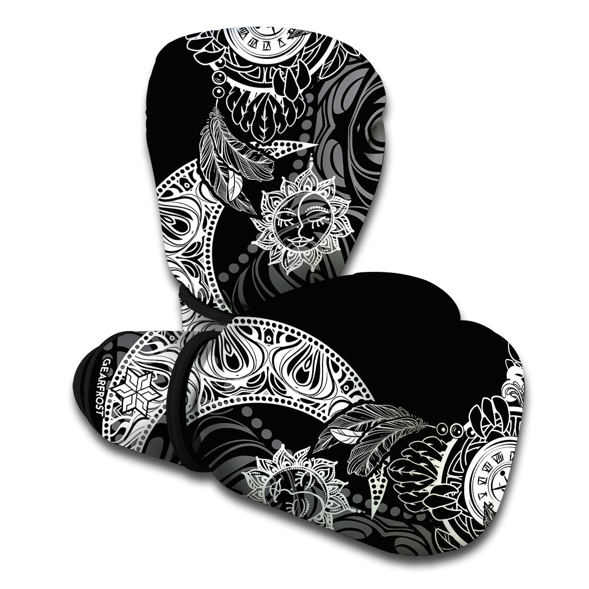 Spiritual Owl With Sun And Moon Print Boxing Gloves