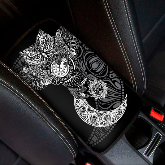 Spiritual Owl With Sun And Moon Print Car Center Console Cover