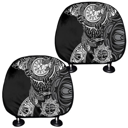 Spiritual Owl With Sun And Moon Print Car Headrest Covers