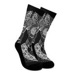Spiritual Owl With Sun And Moon Print Crew Socks
