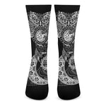 Spiritual Owl With Sun And Moon Print Crew Socks
