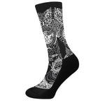 Spiritual Owl With Sun And Moon Print Crew Socks