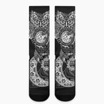 Spiritual Owl With Sun And Moon Print Crew Socks