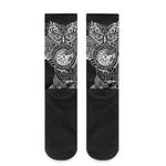 Spiritual Owl With Sun And Moon Print Crew Socks