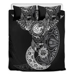 Spiritual Owl With Sun And Moon Print Duvet Cover Bedding Set