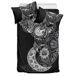 Spiritual Owl With Sun And Moon Print Duvet Cover Bedding Set