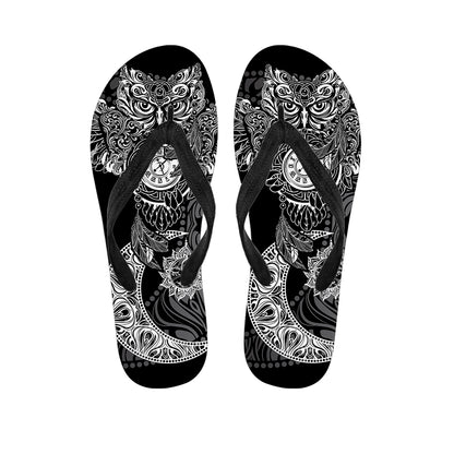 Spiritual Owl With Sun And Moon Print Flip Flops