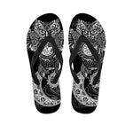 Spiritual Owl With Sun And Moon Print Flip Flops