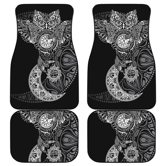 Spiritual Owl With Sun And Moon Print Front and Back Car Floor Mats
