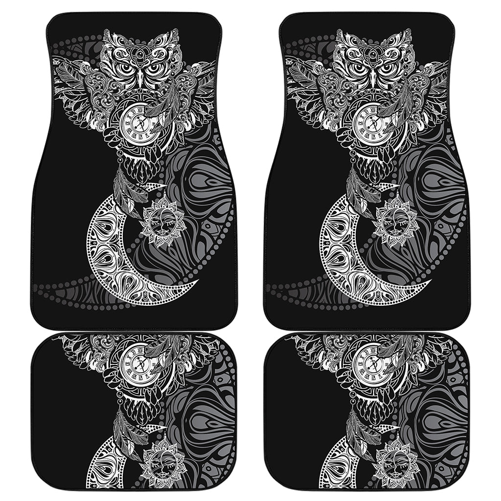 Spiritual Owl With Sun And Moon Print Front and Back Car Floor Mats