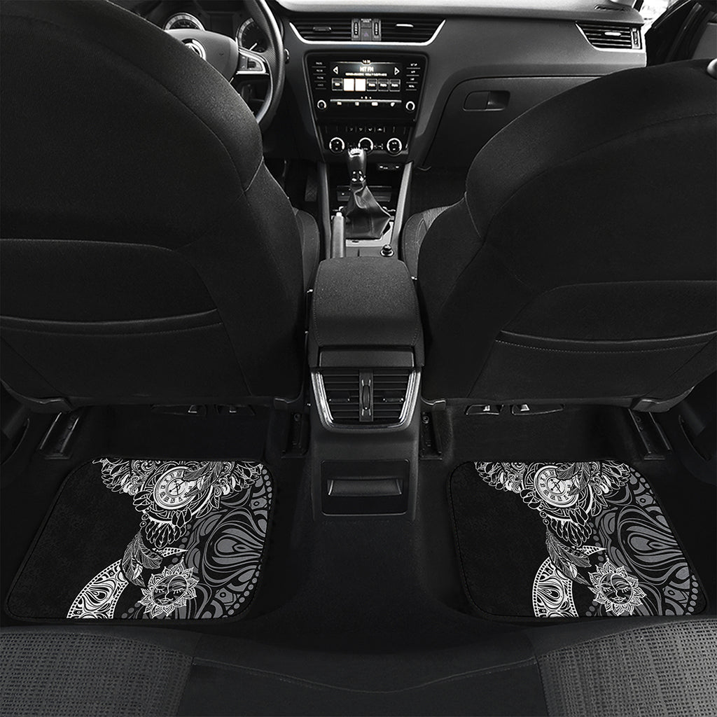 Spiritual Owl With Sun And Moon Print Front and Back Car Floor Mats