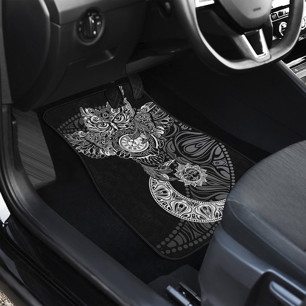 Spiritual Owl With Sun And Moon Print Front and Back Car Floor Mats