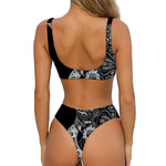 Spiritual Owl With Sun And Moon Print Front Bow Tie Bikini