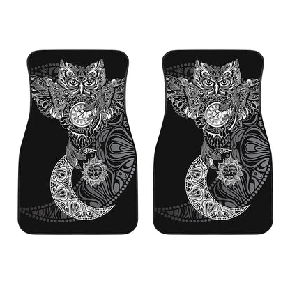 Spiritual Owl With Sun And Moon Print Front Car Floor Mats