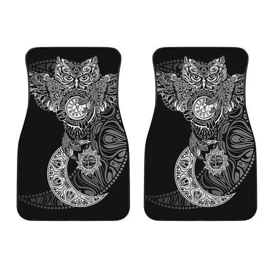 Spiritual Owl With Sun And Moon Print Front Car Floor Mats