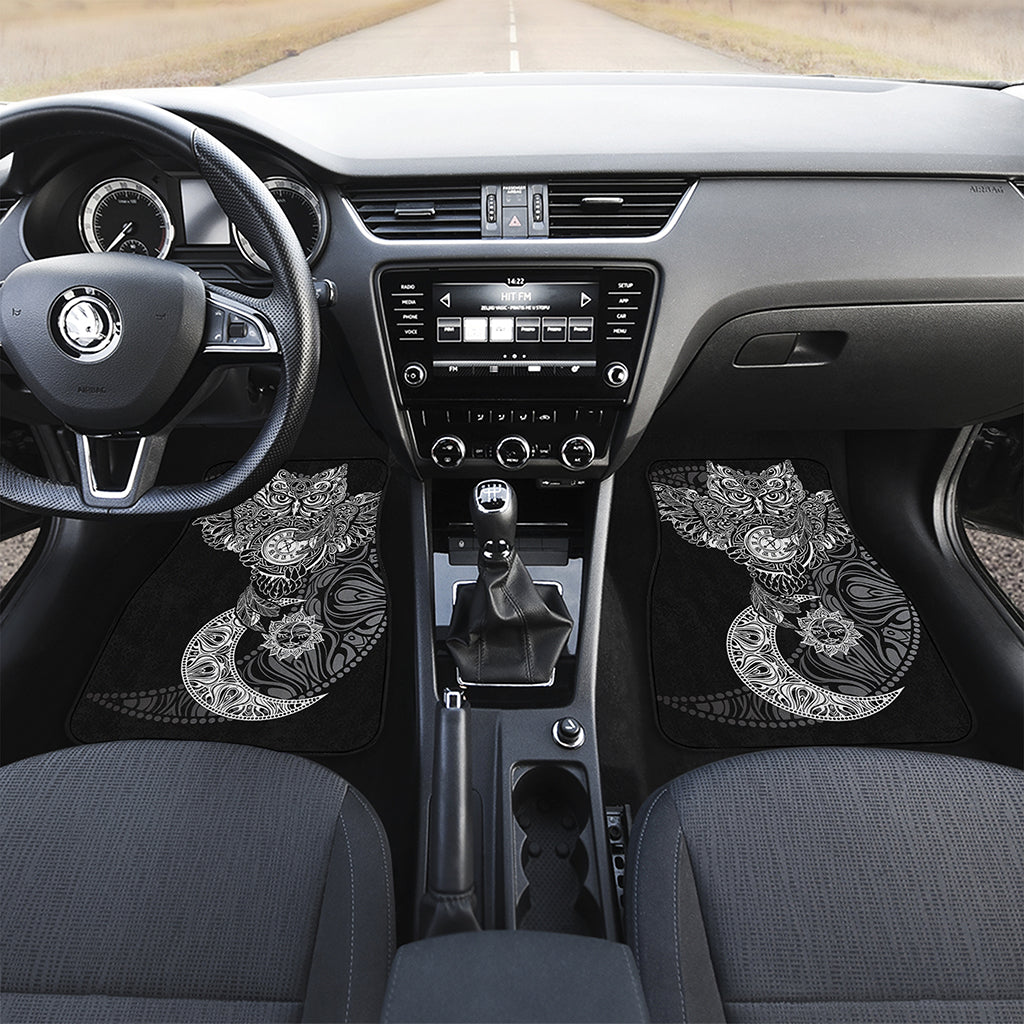 Spiritual Owl With Sun And Moon Print Front Car Floor Mats