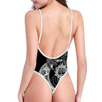 Spiritual Owl With Sun And Moon Print High Cut One Piece Swimsuit