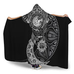 Spiritual Owl With Sun And Moon Print Hooded Blanket