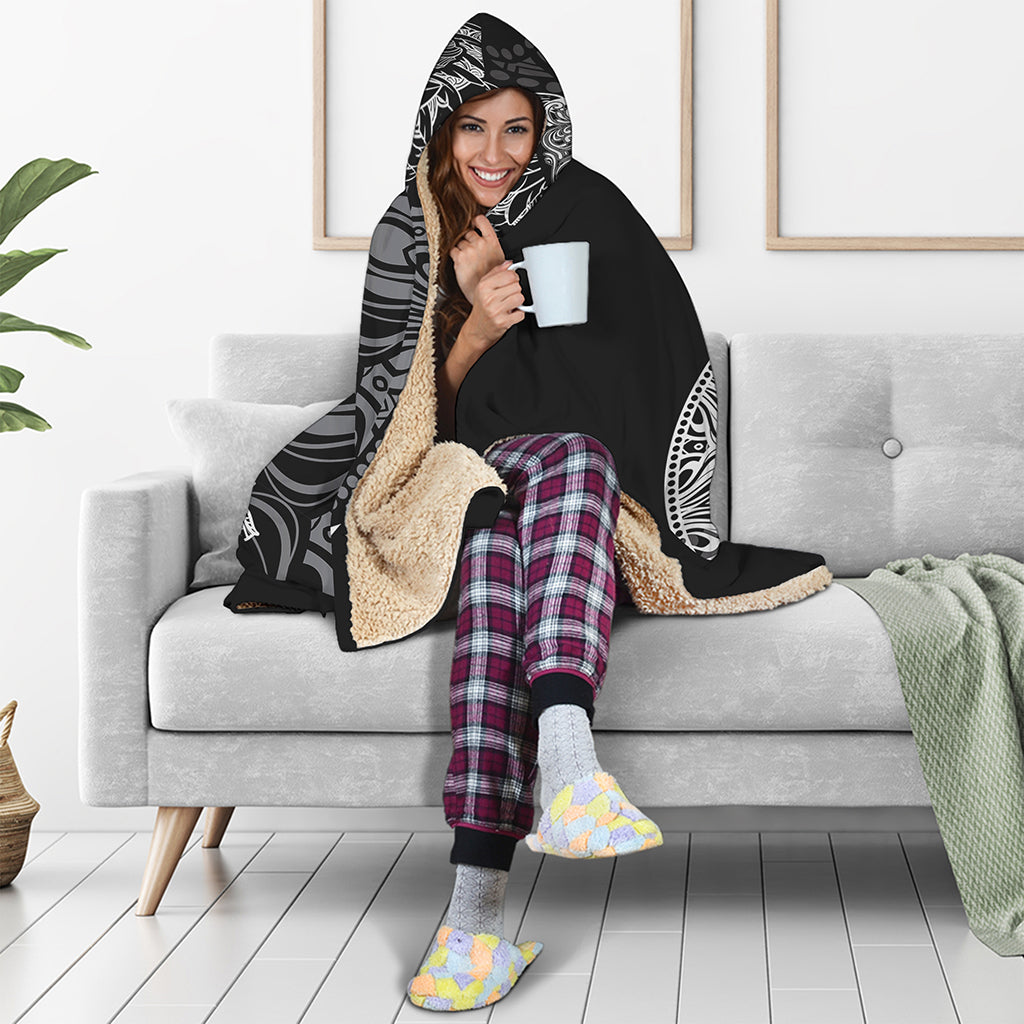 Spiritual Owl With Sun And Moon Print Hooded Blanket