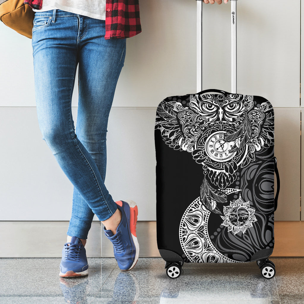 Spiritual Owl With Sun And Moon Print Luggage Cover