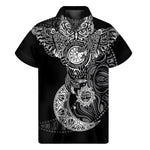 Spiritual Owl With Sun And Moon Print Men's Short Sleeve Shirt