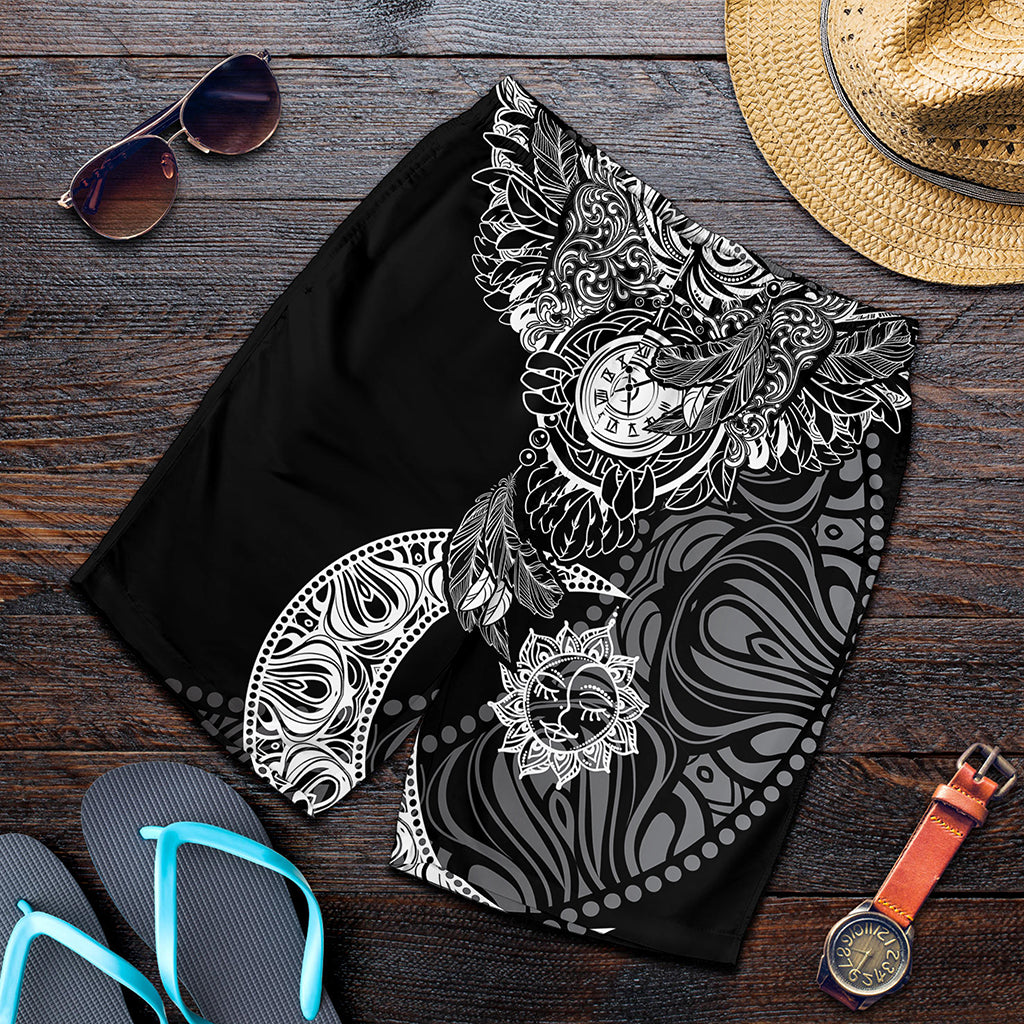 Spiritual Owl With Sun And Moon Print Men's Shorts