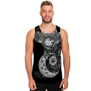 Spiritual Owl With Sun And Moon Print Men's Tank Top