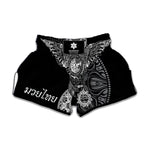 Spiritual Owl With Sun And Moon Print Muay Thai Boxing Shorts