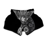 Spiritual Owl With Sun And Moon Print Muay Thai Boxing Shorts