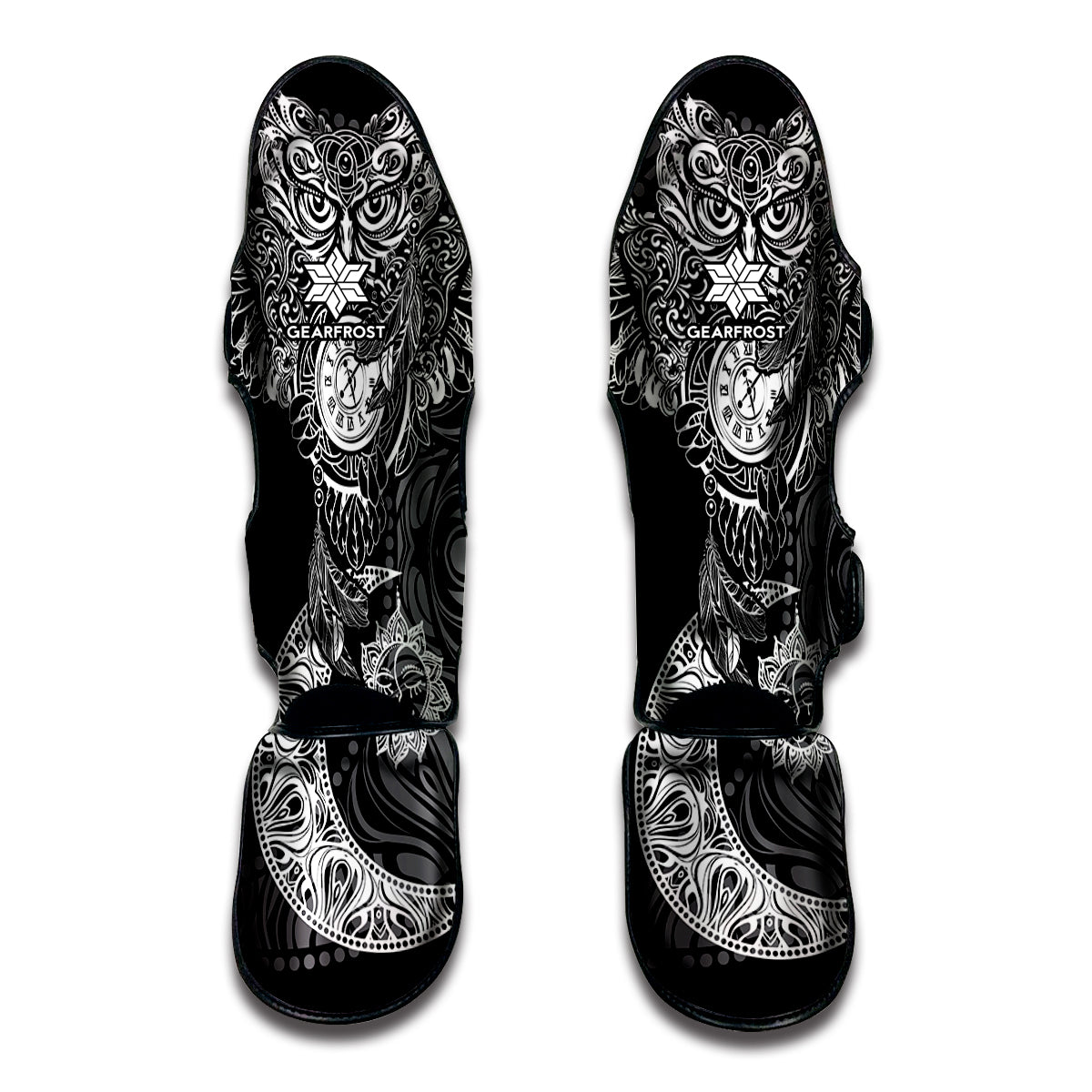 Spiritual Owl With Sun And Moon Print Muay Thai Shin Guard