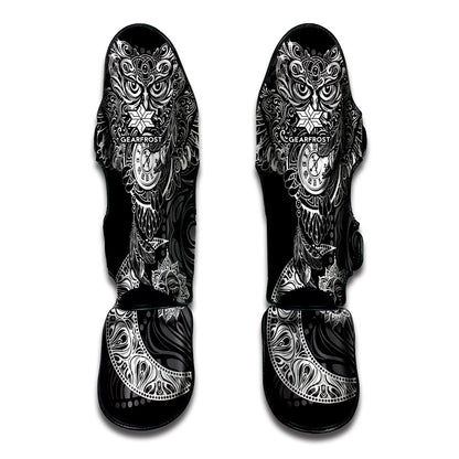 Spiritual Owl With Sun And Moon Print Muay Thai Shin Guard