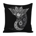 Spiritual Owl With Sun And Moon Print Pillow Cover