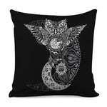 Spiritual Owl With Sun And Moon Print Pillow Cover