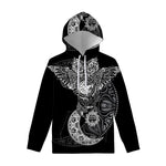 Spiritual Owl With Sun And Moon Print Pullover Hoodie