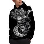 Spiritual Owl With Sun And Moon Print Pullover Hoodie