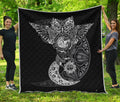 Spiritual Owl With Sun And Moon Print Quilt