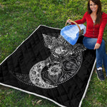 Spiritual Owl With Sun And Moon Print Quilt