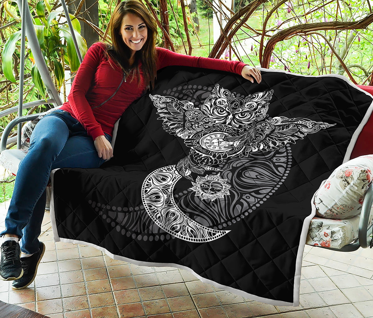 Spiritual Owl With Sun And Moon Print Quilt