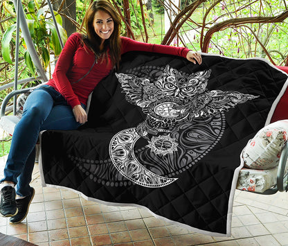 Spiritual Owl With Sun And Moon Print Quilt