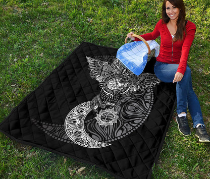 Spiritual Owl With Sun And Moon Print Quilt