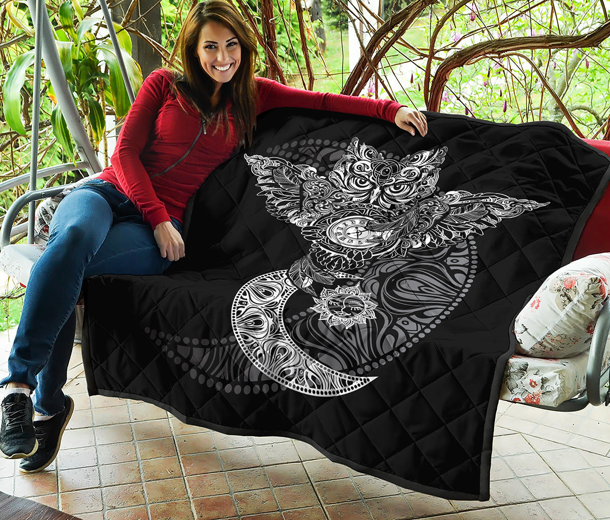 Spiritual Owl With Sun And Moon Print Quilt