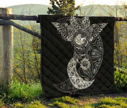 Spiritual Owl With Sun And Moon Print Quilt