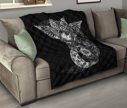 Spiritual Owl With Sun And Moon Print Quilt