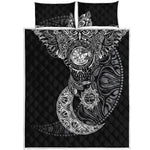 Spiritual Owl With Sun And Moon Print Quilt Bed Set