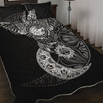 Spiritual Owl With Sun And Moon Print Quilt Bed Set