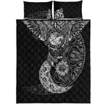 Spiritual Owl With Sun And Moon Print Quilt Bed Set