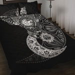 Spiritual Owl With Sun And Moon Print Quilt Bed Set