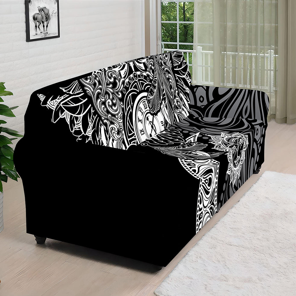 Spiritual Owl With Sun And Moon Print Sofa Cover